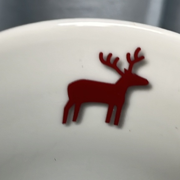 Tall 14 oz. Konitz Mug Reindeer Stars Snowflakes Red Orange White 4 7/8” Germany - Picture 5 of 10